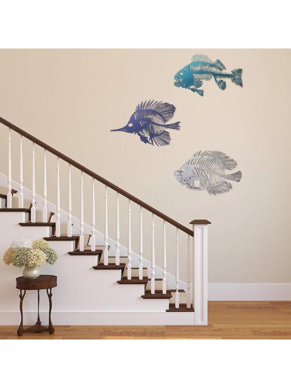3 Pcs Metal Fish Wall Art - Rustic Nautical Decor for Home, Office & Outdoors